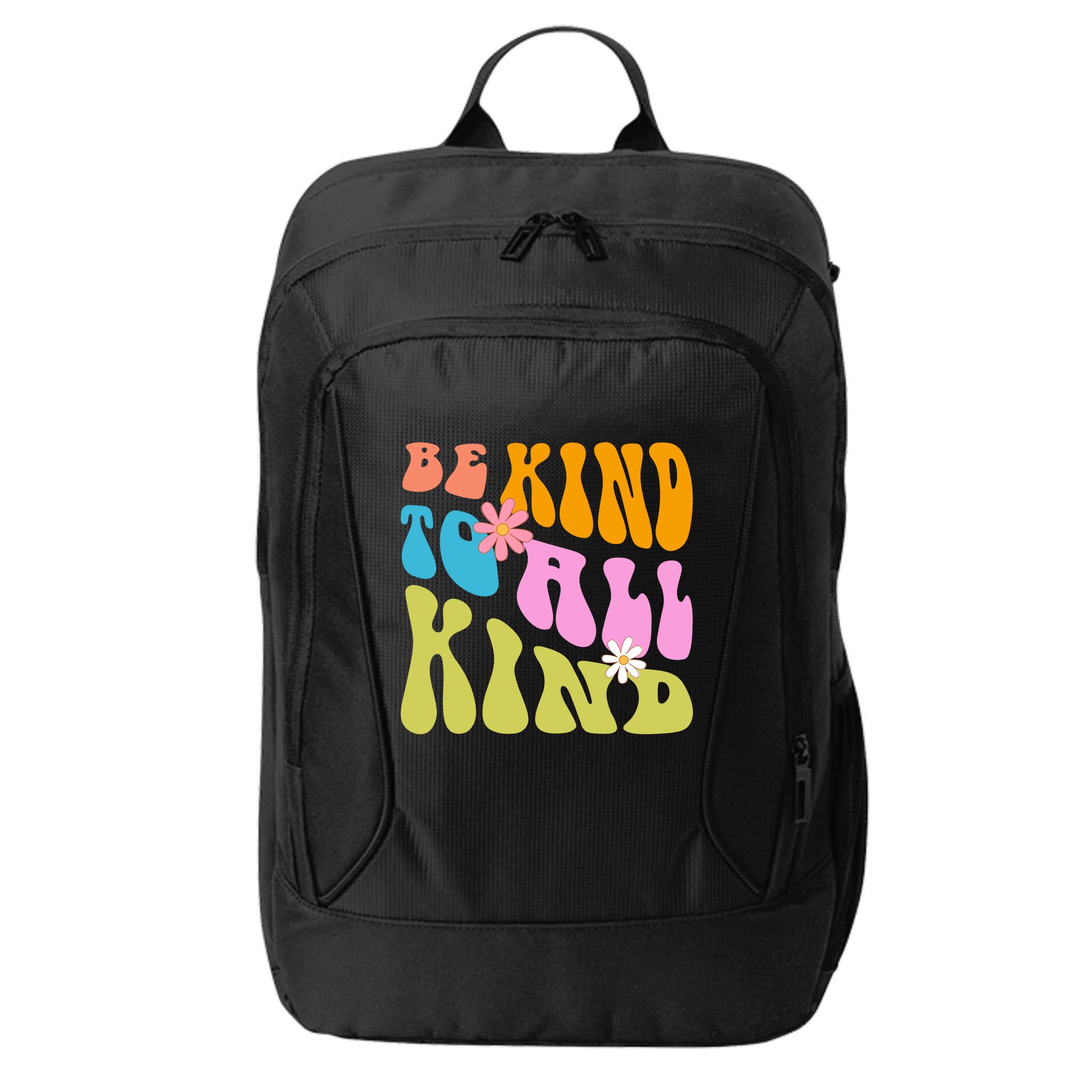Be Kind To All Kind Colorful Retro Quote City Backpack