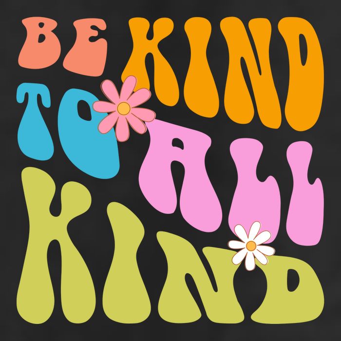 Be Kind To All Kind Colorful Retro Quote Golf Towel