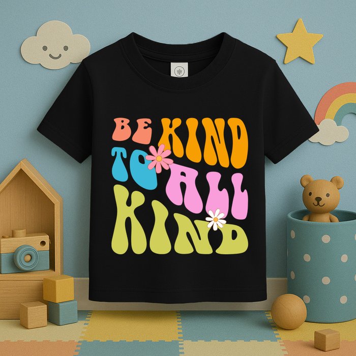 Be Kind To All Kind Colorful Retro Quote Toddler T-Shirt