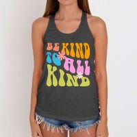 Be Kind To All Kind Colorful Retro Quote Women's Knotted Racerback Tank