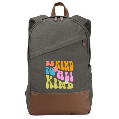 Be Kind To All Kind Colorful Retro Quote Cotton Canvas Backpack
