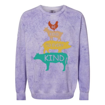 Be Kind To Every Kind Retro Vintage Funny Vegetarian Vegan Colorblast Crewneck Sweatshirt