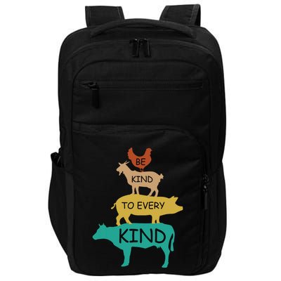 Be Kind To Every Kind Retro Vintage Funny Vegetarian Vegan Impact Tech Backpack