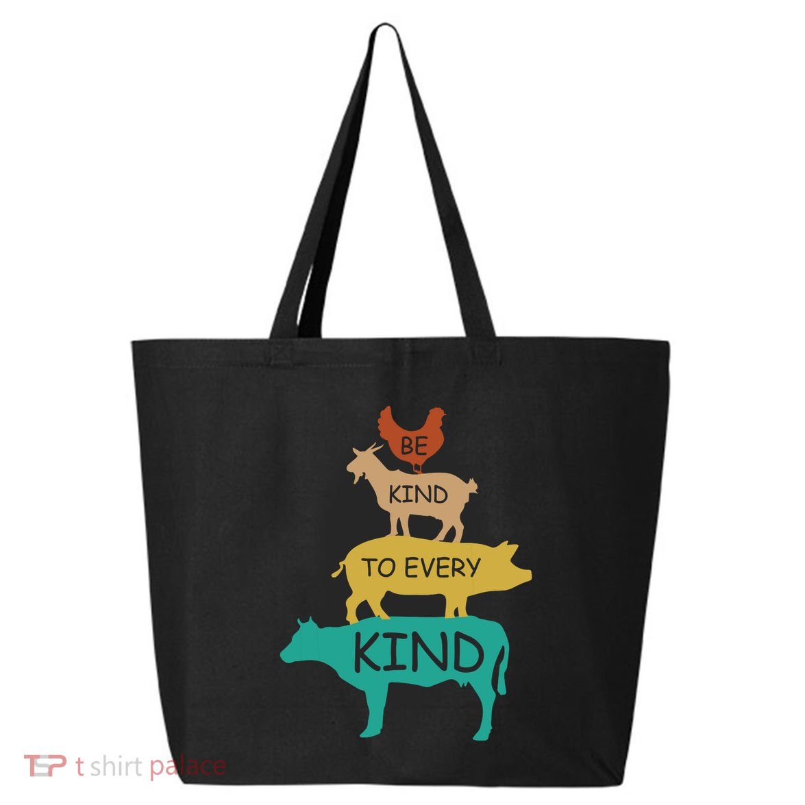 Be Kind To Every Kind Retro Vintage Funny Vegetarian Vegan 25L Jumbo Tote
