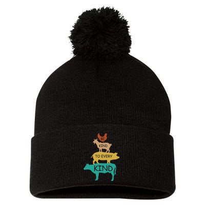 Be Kind To Every Kind Retro Vintage Funny Vegetarian Vegan Pom Pom 12in Knit Beanie