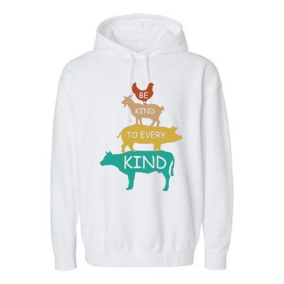 Be Kind To Every Kind Retro Vintage Funny Vegetarian Vegan Garment-Dyed Fleece Hoodie