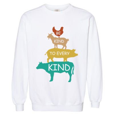 Be Kind To Every Kind Retro Vintage Funny Vegetarian Vegan Garment-Dyed Sweatshirt