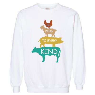 Be Kind To Every Kind Retro Vintage Funny Vegetarian Vegan Garment-Dyed Sweatshirt