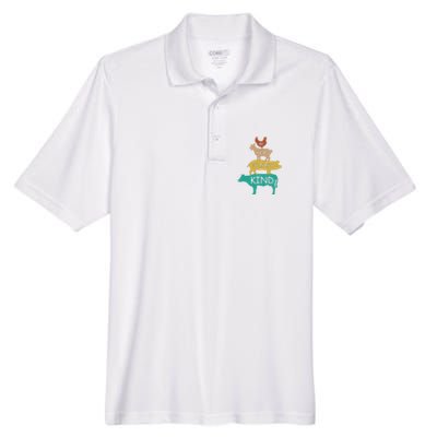 Be Kind To Every Kind Retro Vintage Funny Vegetarian Vegan Men's Origin Performance Piqué Polo