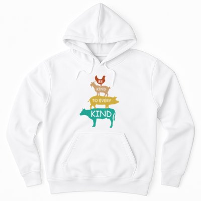 Be Kind To Every Kind Retro Vintage Funny Vegetarian Vegan Hoodie