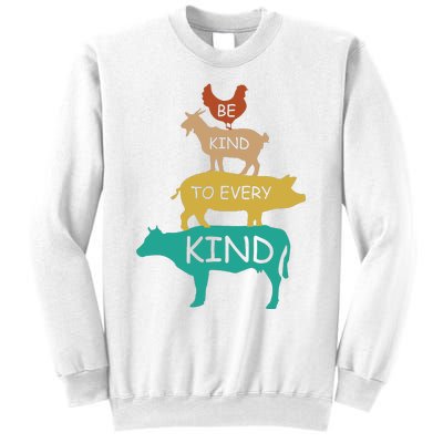 Be Kind To Every Kind Retro Vintage Funny Vegetarian Vegan Sweatshirt