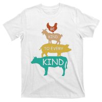 Be Kind To Every Kind Retro Vintage Funny Vegetarian Vegan T-Shirt