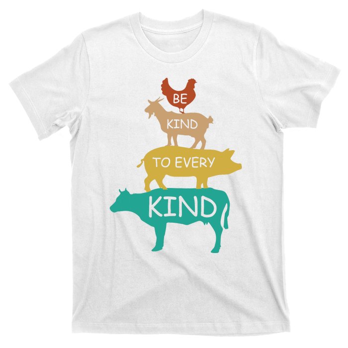 Be Kind To Every Kind Retro Vintage Funny Vegetarian Vegan T-Shirt