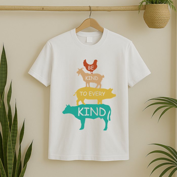 Be Kind To Every Kind Retro Vintage Funny Vegetarian Vegan T-Shirt