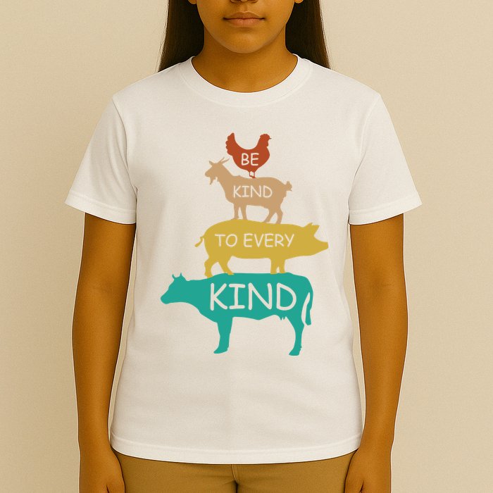 Be Kind To Every Kind Retro Vintage Funny Vegetarian Vegan T-Shirt