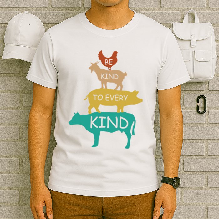 Be Kind To Every Kind Retro Vintage Funny Vegetarian Vegan T-Shirt