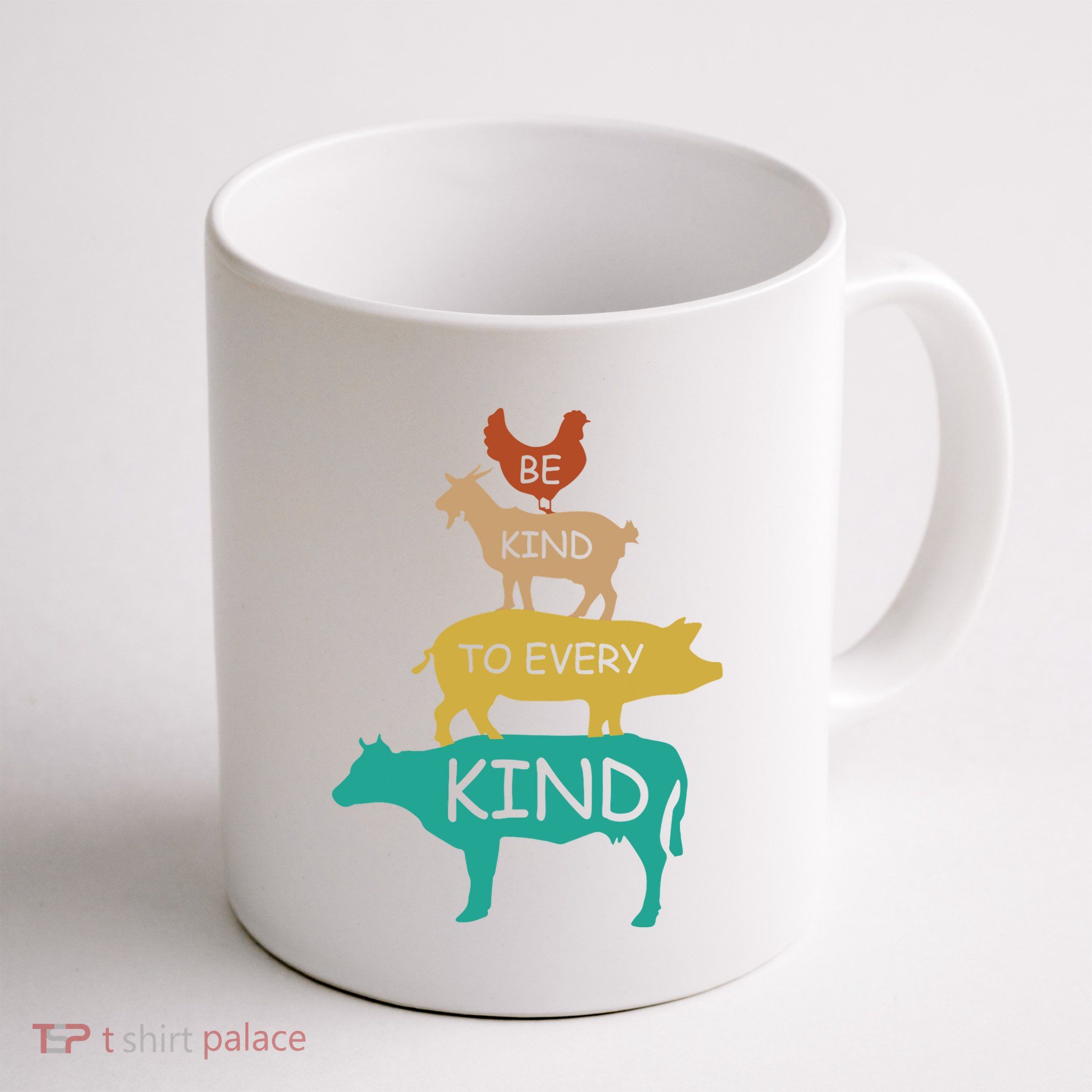 Be Kind To Every Kind Retro Vintage Funny Vegetarian Vegan Mug