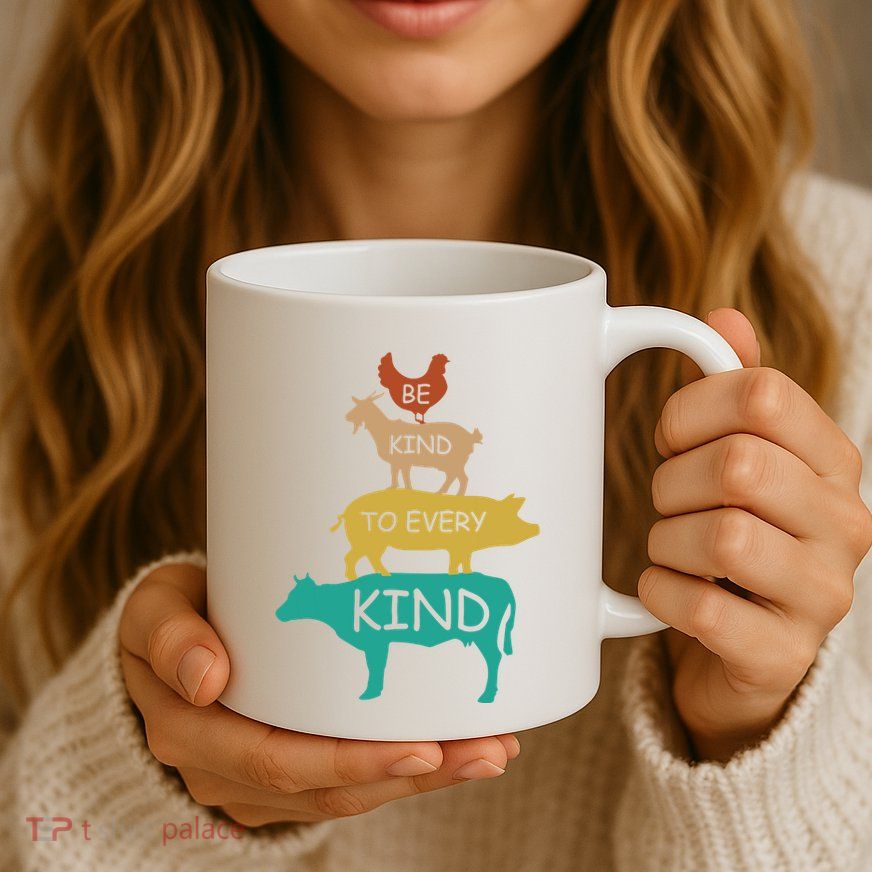 Be Kind To Every Kind Retro Vintage Funny Vegetarian Vegan Mug