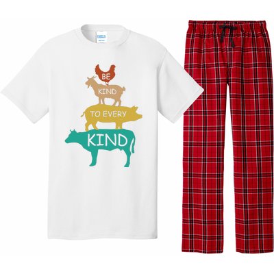 Be Kind To Every Kind Retro Vintage Funny Vegetarian Vegan Pajama Set