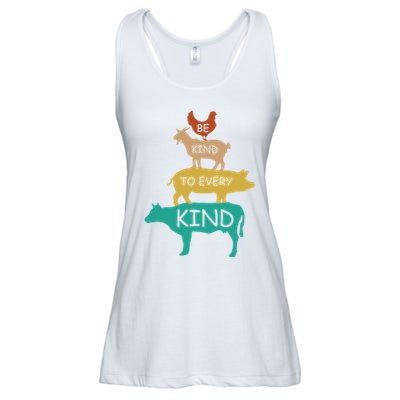 Be Kind To Every Kind Retro Vintage Funny Vegetarian Vegan Ladies Essential Flowy Tank