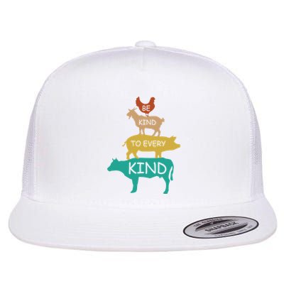 Be Kind To Every Kind Retro Vintage Funny Vegetarian Vegan Flatbill Hat