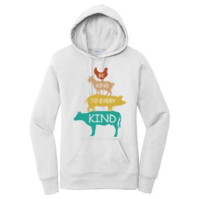 Be Kind To Every Kind Retro Vintage Funny Vegetarian Vegan Women's Pullover Hoodie