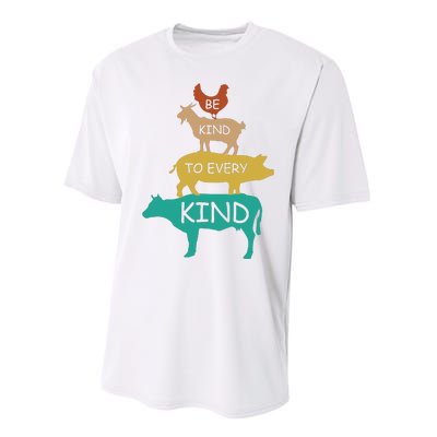 Be Kind To Every Kind Retro Vintage Funny Vegetarian Vegan Performance Sprint T-Shirt