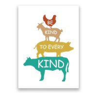 Be Kind To Every Kind Retro Vintage Funny Vegetarian Vegan Poster