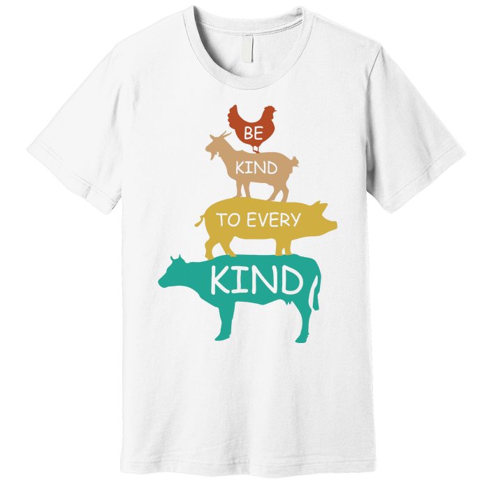 Be Kind To Every Kind Retro Vintage Funny Vegetarian Vegan Premium T-Shirt