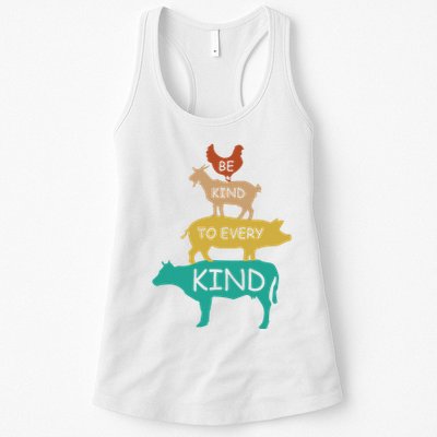 Be Kind To Every Kind Retro Vintage Funny Vegetarian Vegan Womens Tank Top