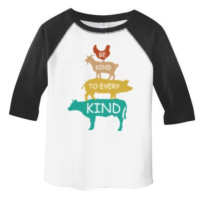 Be Kind To Every Kind Retro Vintage Funny Vegetarian Vegan Toddler Fine Jersey T-Shirt