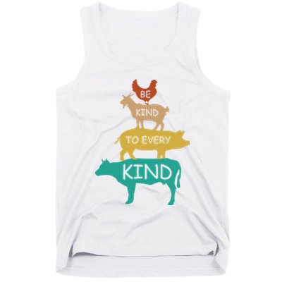 Be Kind To Every Kind Retro Vintage Funny Vegetarian Vegan Tank Top