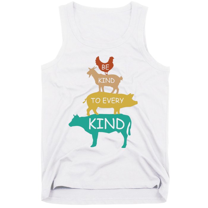 Be Kind To Every Kind Retro Vintage Funny Vegetarian Vegan Tank Top