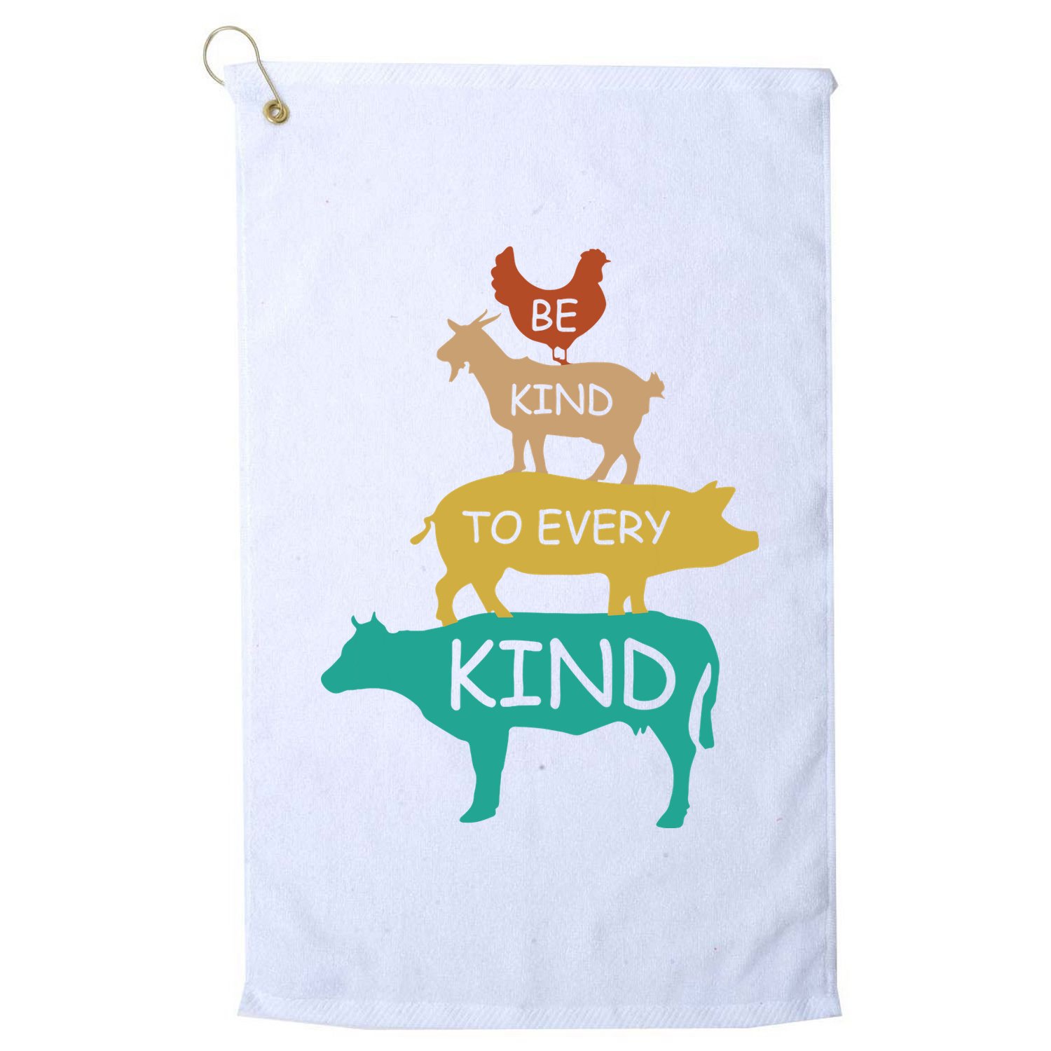 Be Kind To Every Kind Retro Vintage Funny Vegetarian Vegan Golf Towel