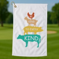Be Kind To Every Kind Retro Vintage Funny Vegetarian Vegan Golf Towel