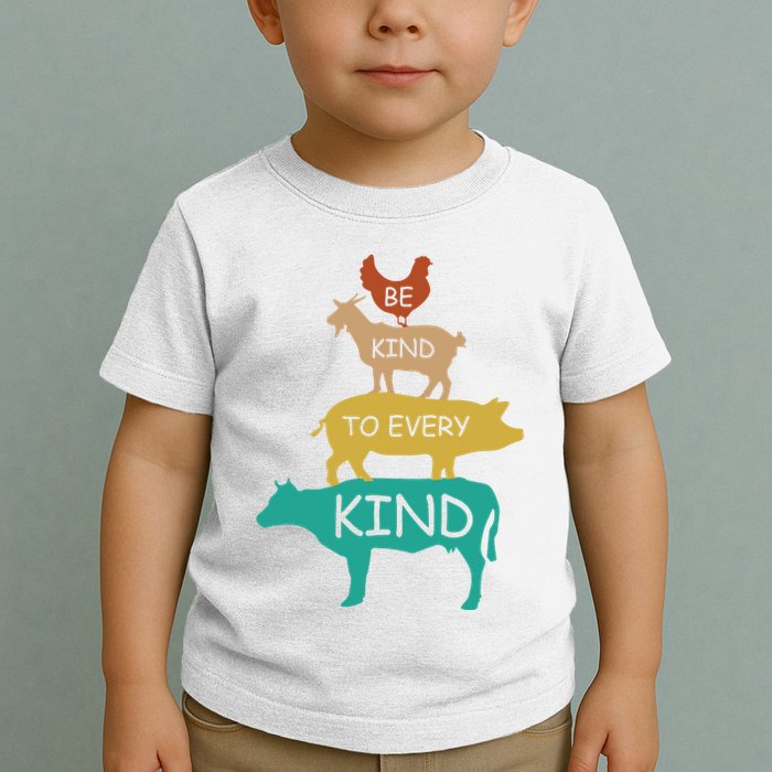 Be Kind To Every Kind Retro Vintage Funny Vegetarian Vegan Toddler T-Shirt