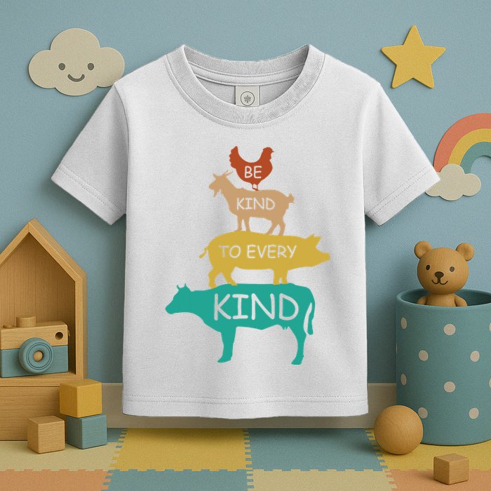 Be Kind To Every Kind Retro Vintage Funny Vegetarian Vegan Toddler T-Shirt
