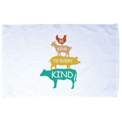 Be Kind To Every Kind Retro Vintage Funny Vegetarian Vegan Microfiber Hand Towel