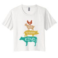 Be Kind To Every Kind Retro Vintage Funny Vegetarian Vegan Crop Top