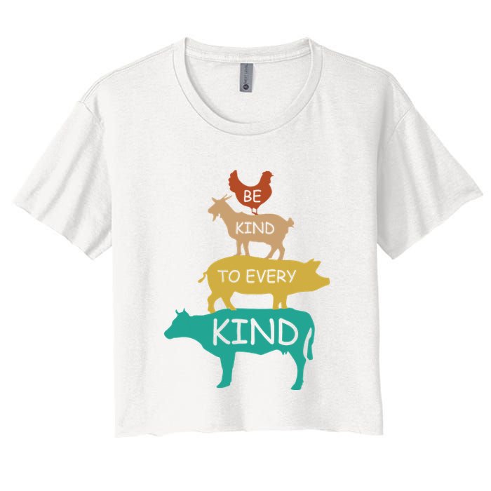 Be Kind To Every Kind Retro Vintage Funny Vegetarian Vegan Crop Top