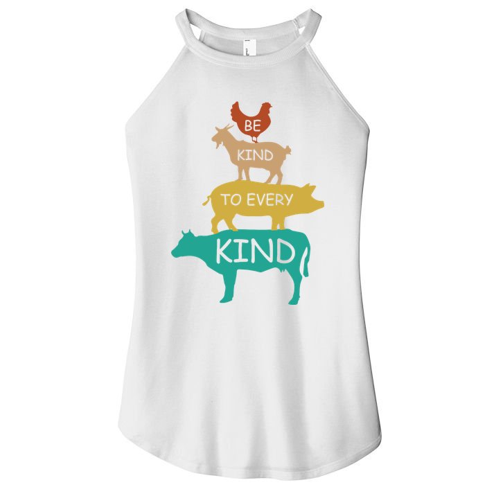 Be Kind To Every Kind Retro Vintage Funny Vegetarian Vegan Women's Perfect Tri Rocker Tank