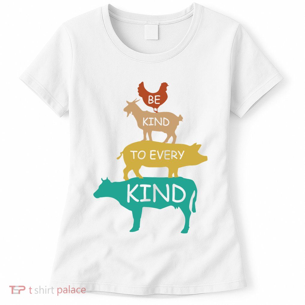 Be Kind To Every Kind Retro Vintage Funny Vegetarian Vegan Womens T-Shirt