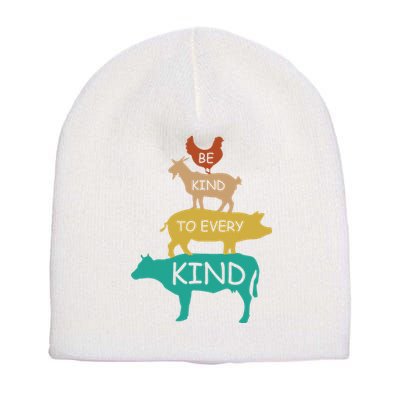 Be Kind To Every Kind Retro Vintage Funny Vegetarian Vegan Short Acrylic Beanie