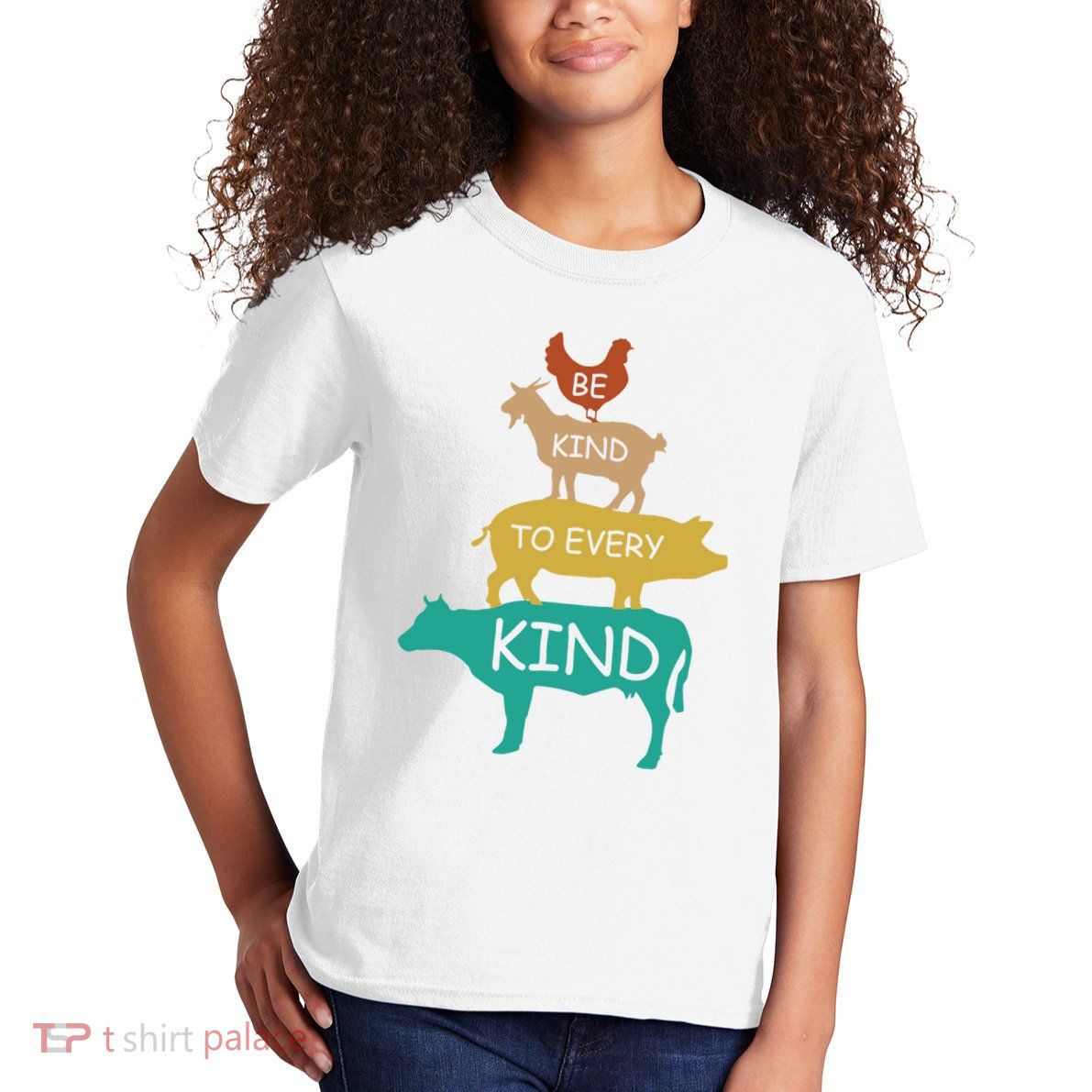 Be Kind To Every Kind Retro Vintage Funny Vegetarian Vegan Kids T-Shirt
