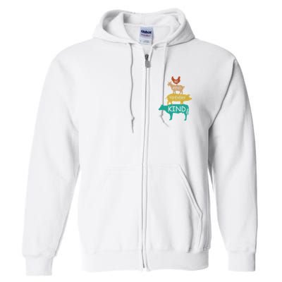 Be Kind To Every Kind Retro Vintage Funny Vegetarian Vegan Full Zip Hoodie