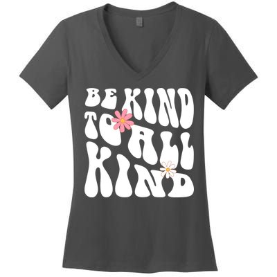 Be Kind To All Kind Retro Quote Women's V-Neck T-Shirt