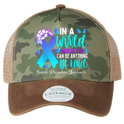 Be Kind Teal Purple Ribbon Suicide Prevention Awareness Legacy Tie Dye Trucker Hat