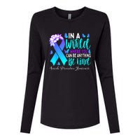 Be Kind Teal Purple Ribbon Suicide Prevention Awareness Womens Cotton Relaxed Long Sleeve T-Shirt