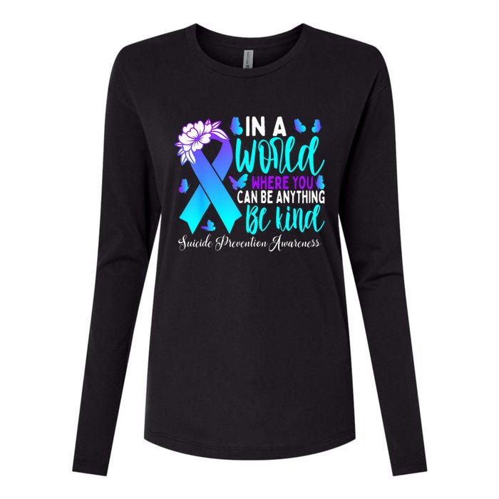 Be Kind Teal Purple Ribbon Suicide Prevention Awareness Womens Cotton Relaxed Long Sleeve T-Shirt