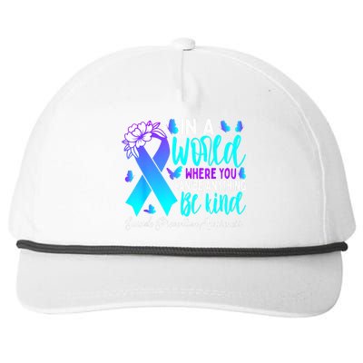 Be Kind Teal Purple Ribbon Suicide Prevention Awareness Snapback Five-Panel Rope Hat